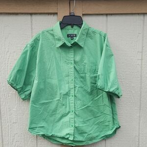 J. Crew Spring garden Button top cotton poplin Puff Sleeve Preppy Chic 14 Fresh
